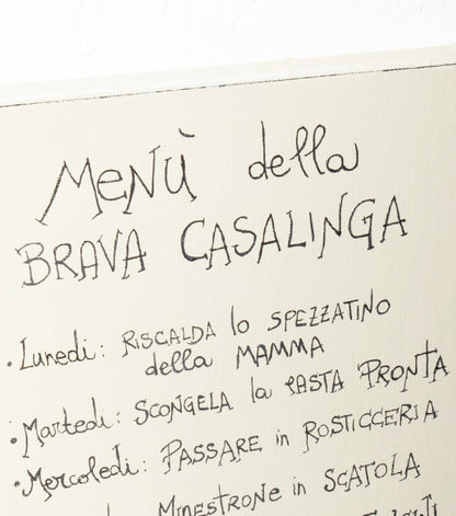 Quadro in tela con il "Menù della BRAVA CASALINGA"