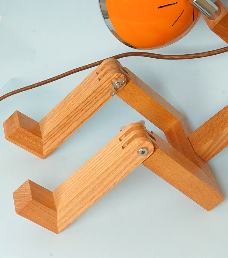 Lampada "Mr. Wattson" Arancione in legno e metallo grande