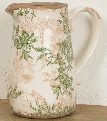 Brocca con Decorazioni Floreali in cotto smaltato piccola