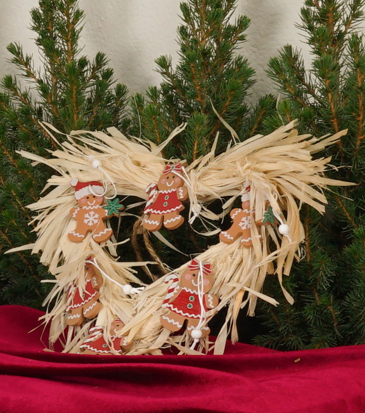 Cuore Natalizio in raffia con i Pan di Zenzero