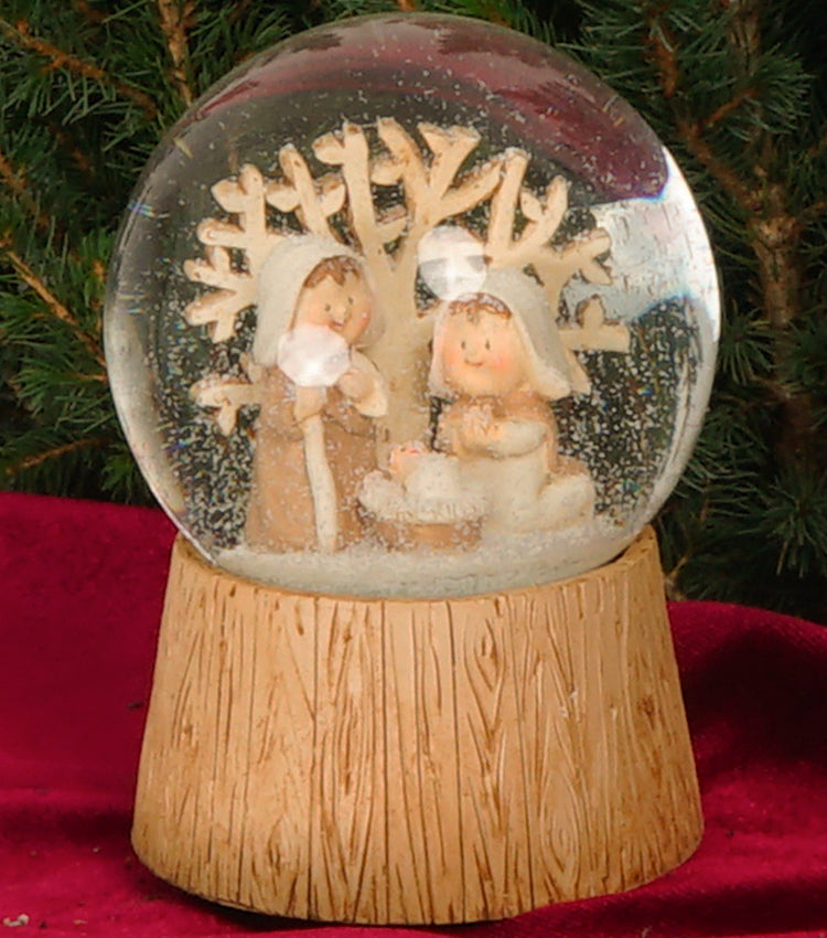 Carillon con la Natività in legno e vetro