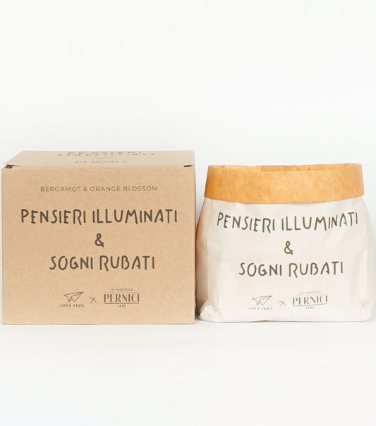 Candela Profumata "PENSIERI ILLUMINATI E SOGNI RUBATI" alla fragranza "Bergamotto e Fiori d'Arancio"