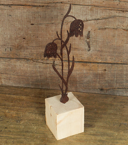 Bucaneve in corten con Nome e Base in legno