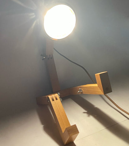 Lampada "Mr. Wattson" grande color "Bianco Antico" in legno e metallo