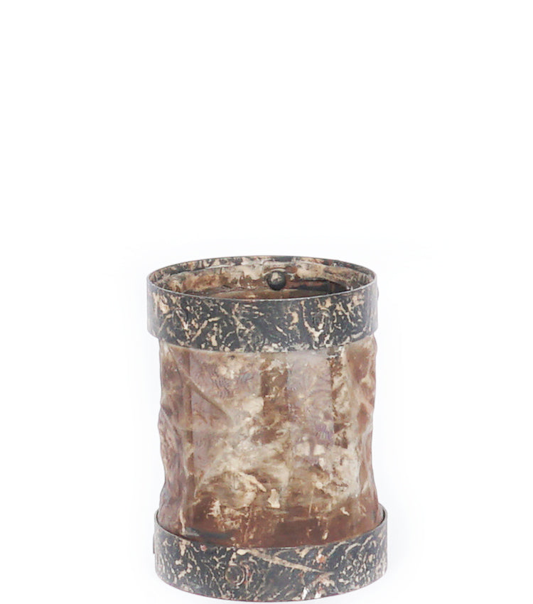 Porta-Candele Vintage basso in rete metallica e metallo