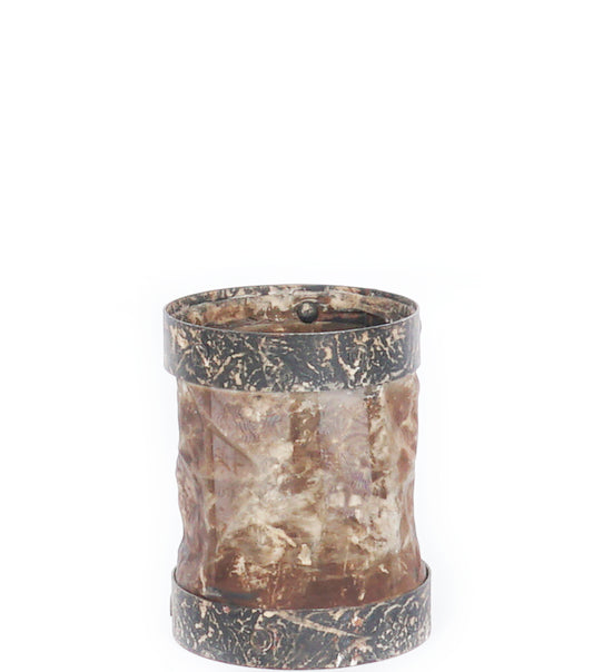 Porta-Candele Vintage basso in rete metallica e metallo