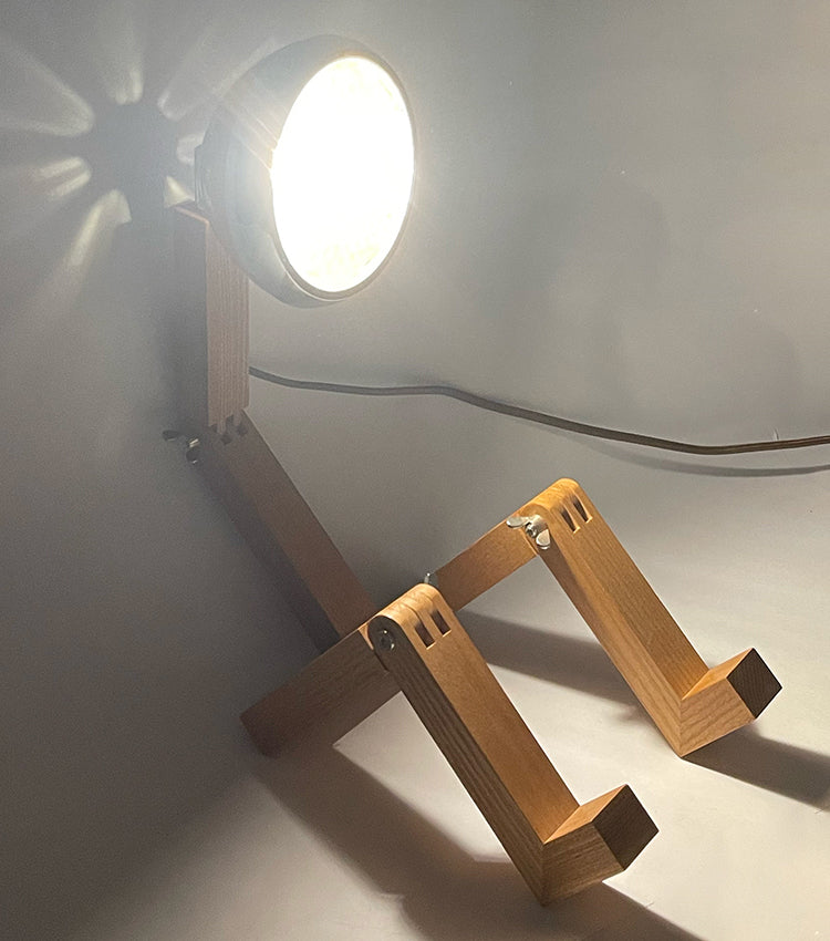 Lampada "Mr. Wattson" grande color "Bianco Antico" in legno e metallo