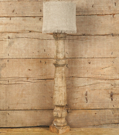 Lampada Artigianale in legno con Paralume in cotone