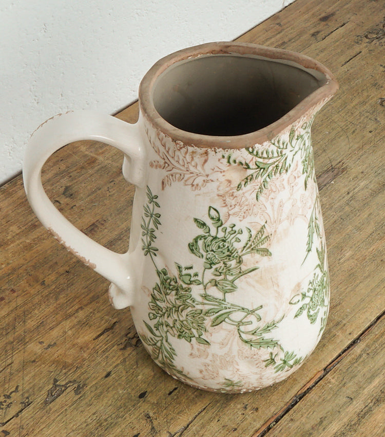 Brocca con Decorazioni Floreali in cotto smaltato piccola