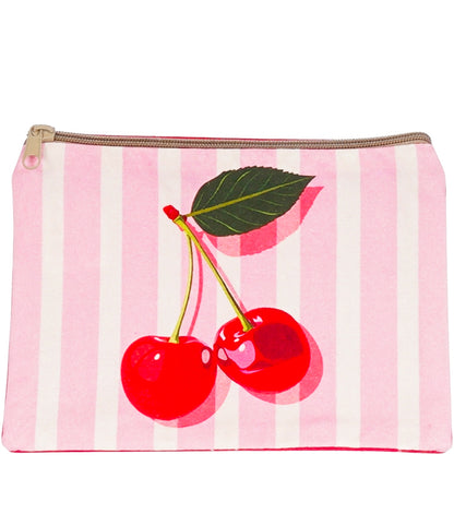 Pochette con Ciliegie color bianco e rosa in cotone