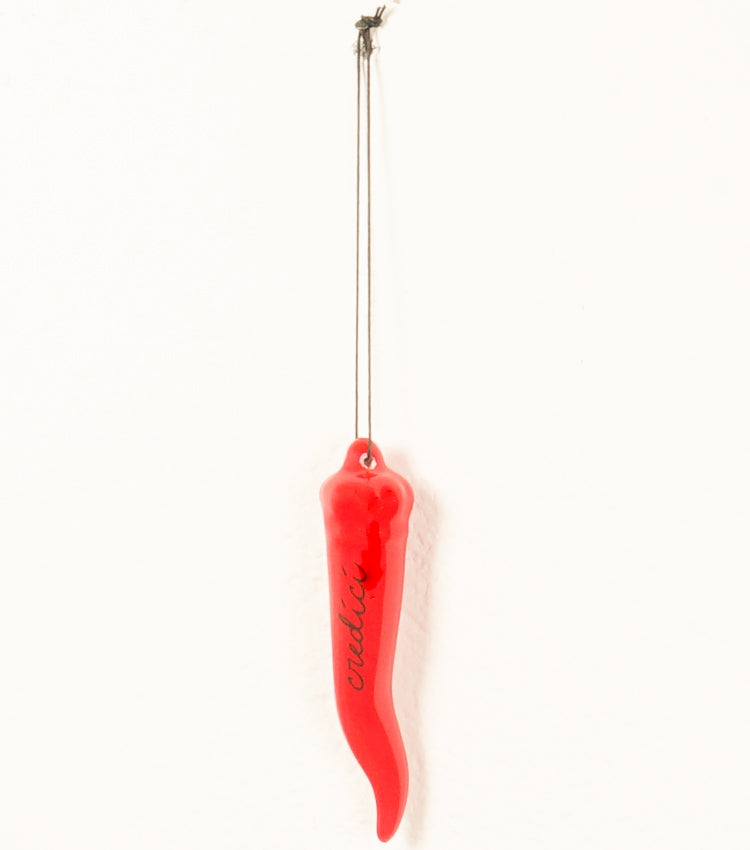 Cornetto Porta-Fortuna "credici" in ceramica rosso