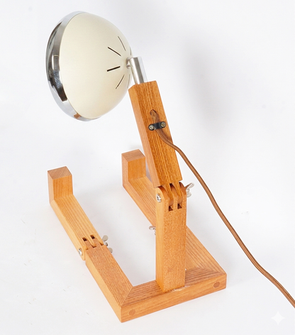 Lampada "Mr. Wattson" grande color "Bianco Antico" in legno e metallo