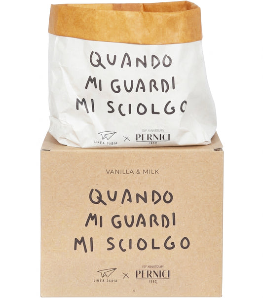 Candela Profumata nel Cartoccio "QUANDO MI GUARDI MI SCIOLGO" alla fragranza "Vaniglia e Latte"