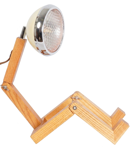 Lampada "Mr. Wattson" grande color "Bianco Antico" in legno e metallo