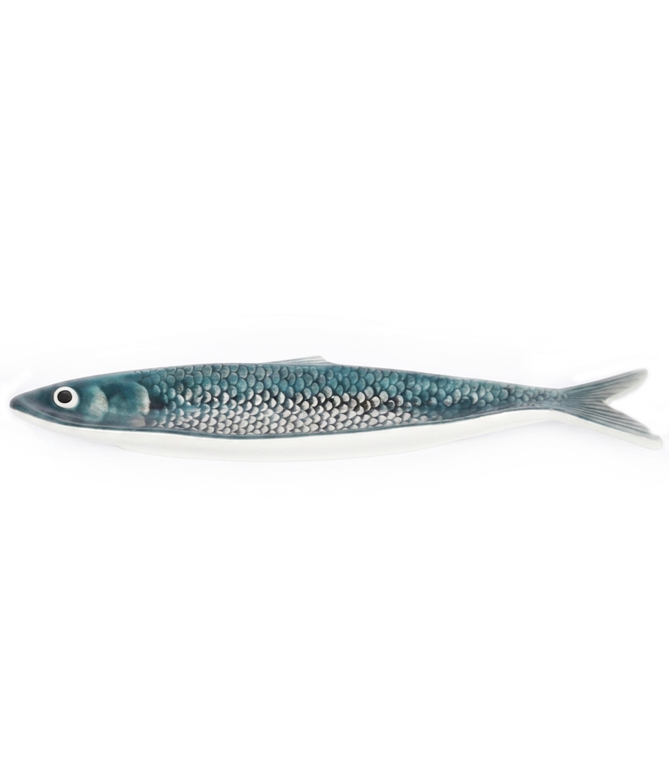 Piattino a forma di una Sardina blu in ceramica