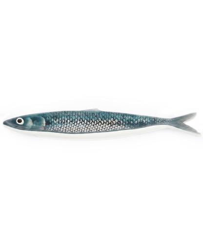 Piattino a forma di una Sardina blu in ceramica