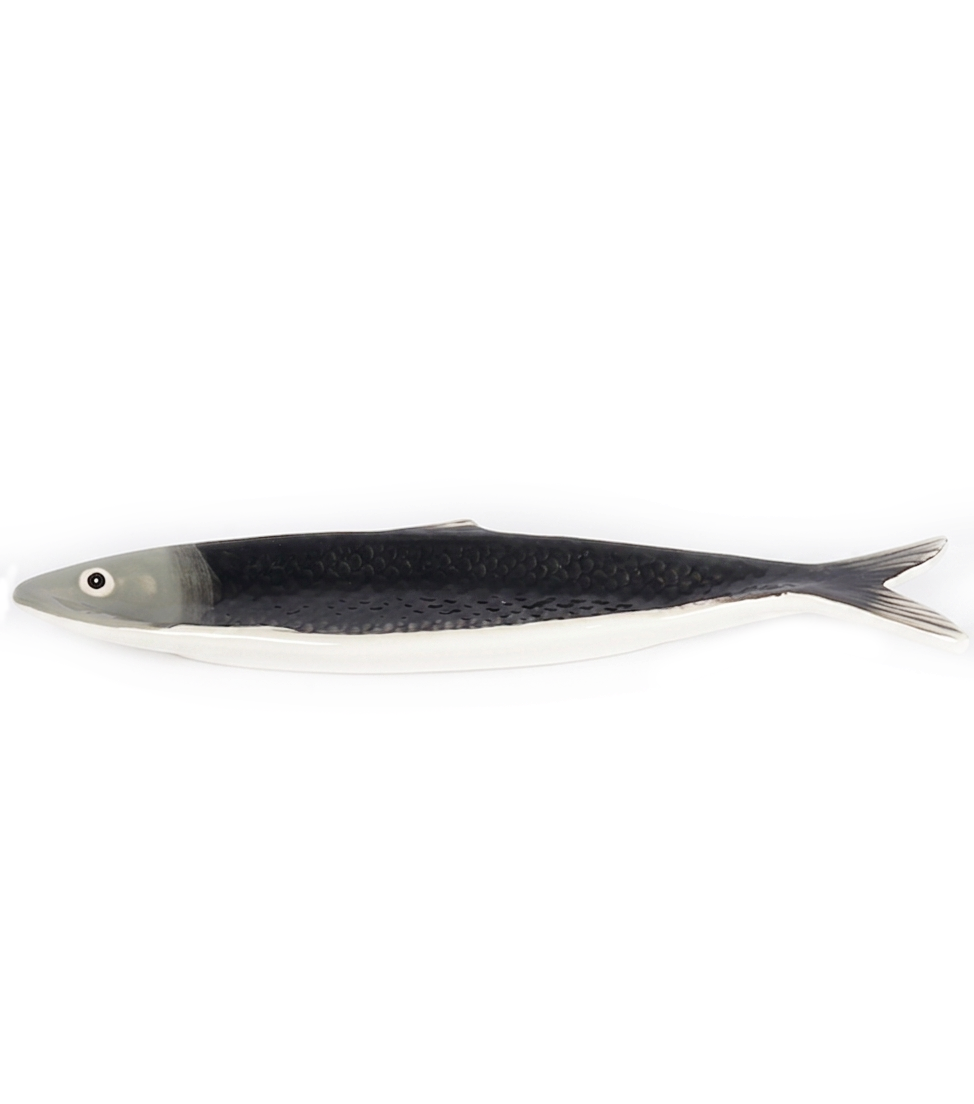 Piattino a forma di una Sardina nera in ceramica