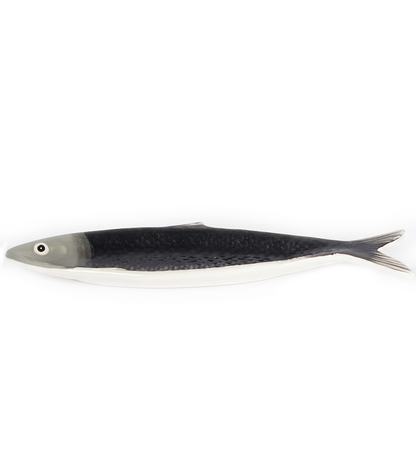 Piattino a forma di una Sardina nera in ceramica