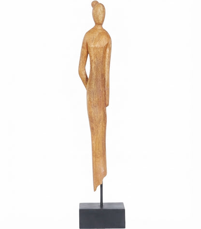 "Scultura Femminile Minimalista con Mano dietro la Schiena" in legno