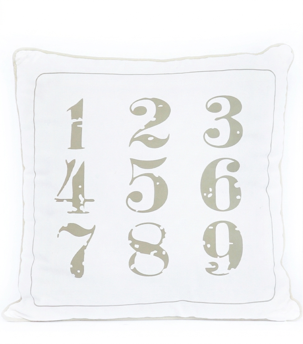 Cuscino con Numeri bianco in cotone