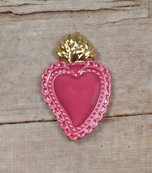 Cuore "Ex Voto" color "Amaranto" con la Fiamma Laccata in ceramica