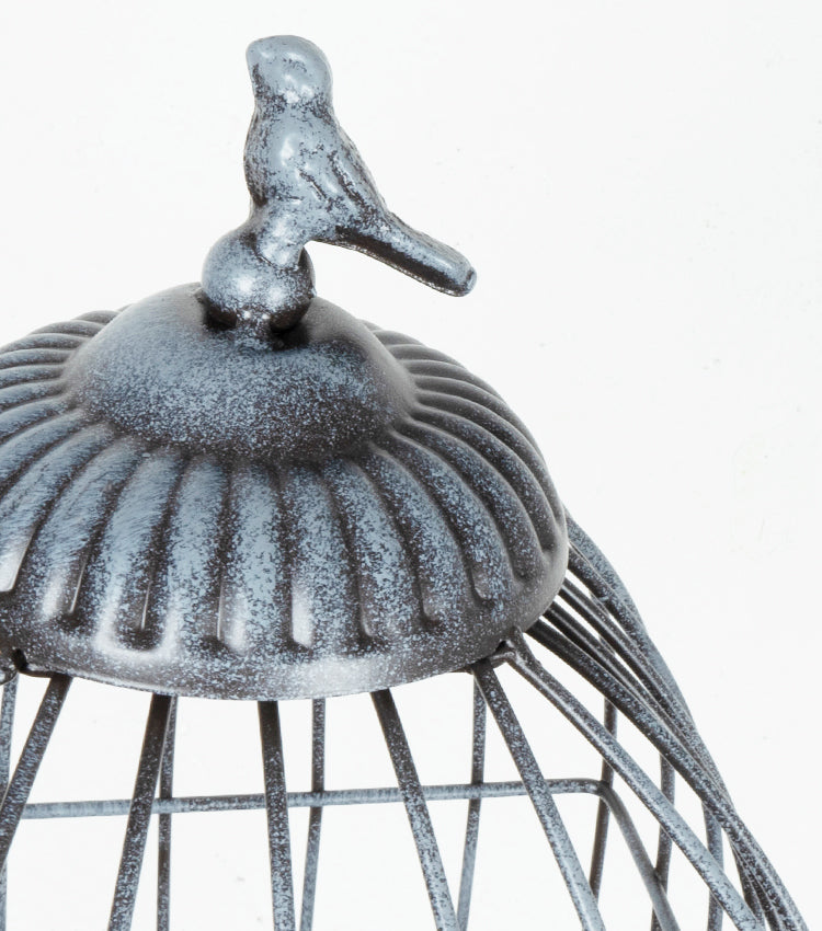Gabbietta porta-candele con uccellino in metallo