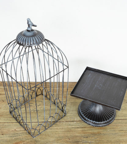 Gabbietta porta-candele con uccellino in metallo