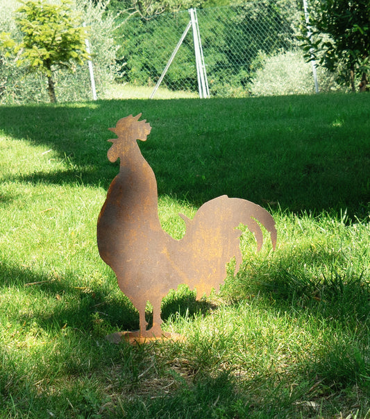 Gallo che canta in corten piccolo