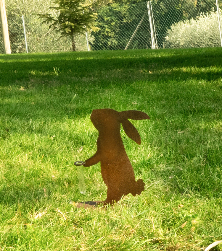 "Coniglietto Porta-Fiori/Essenze" in corten grande