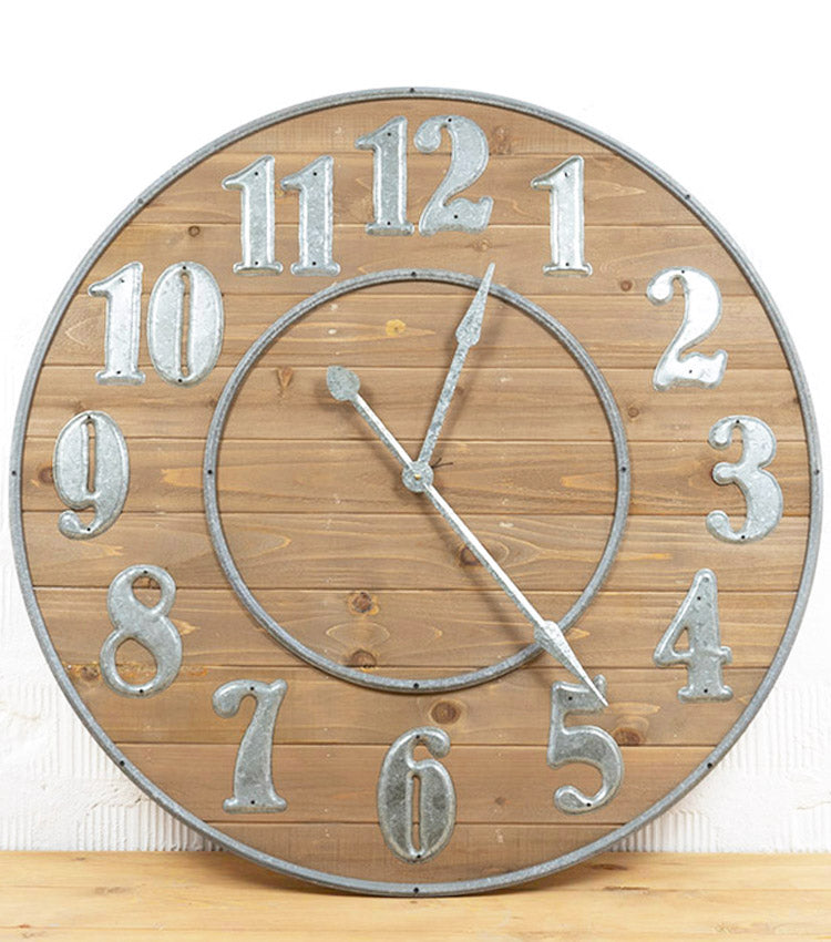 Orologio in legno e latta