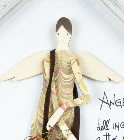 Quadro con "Angelo dei Mestieri e dell'Ingegno" in legno