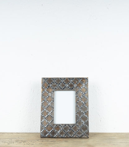 Cornice porta-foto in legno e metallo