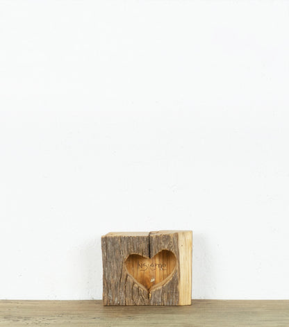 Quadretto "Insieme" con cuore in legno