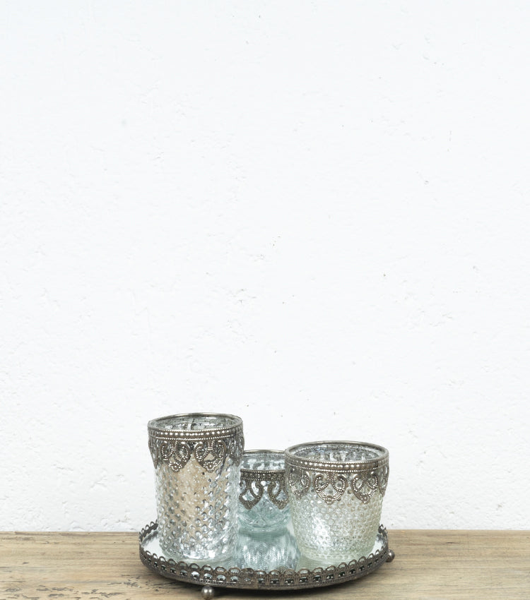 Set di porta-candele in vetro e metallo– La Bottega di Paola