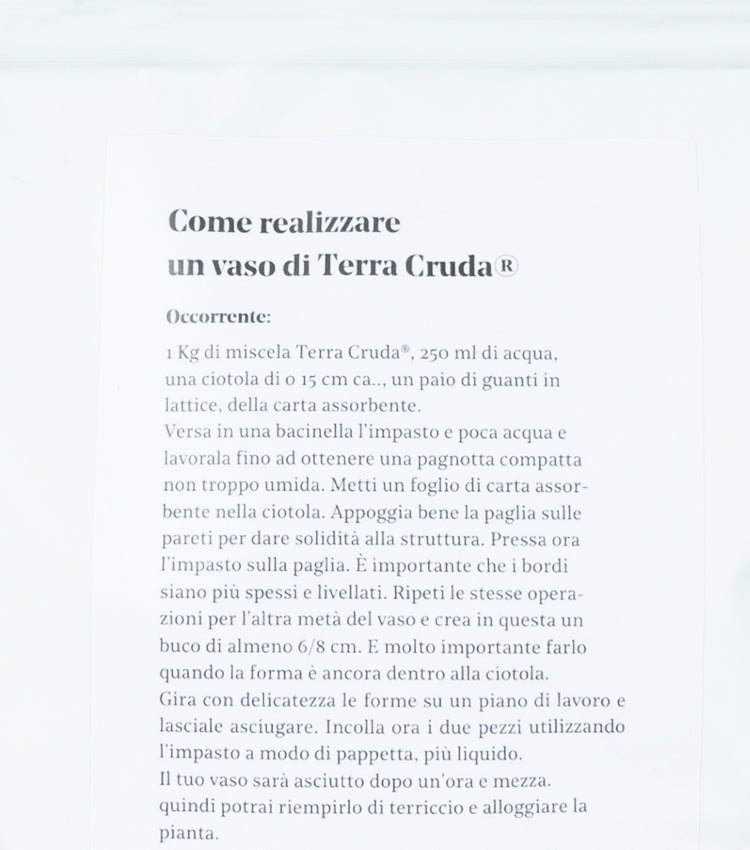 Sacchetto con miscela di materiali naturali della linea "Terra Cruda"